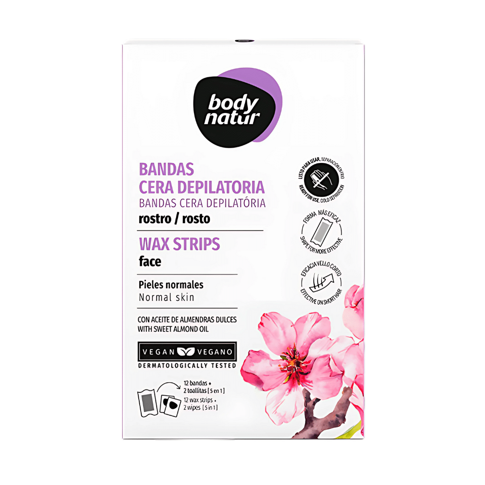 BODY NATUR BANDAS DEPILATORIAS FACIALES P/PIELES NORMALES CON ALMENDRAS DULCES